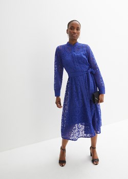 Sukienka szmizjerka koronkowa z halką i wiązanym paskiem (3 części) ze sklepu bonprix w kategorii Sukienki - zdjęcie 170893616