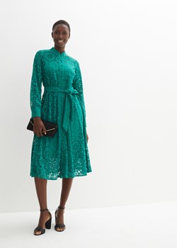 Sukienka szmizjerka koronkowa z halką i wiązanym paskiem (3 części) ze sklepu bonprix w kategorii Sukienki - zdjęcie 170893617