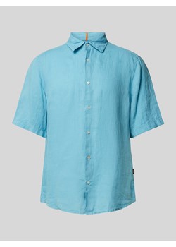 Koszula lniana o kroju regular fit z rękawem o dł. 1/2 model ‘Rash’ ze sklepu Peek&Cloppenburg  w kategorii Koszule męskie - zdjęcie 170894938