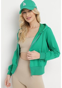 Zielona Bluza z Kapturem Zapinana na Zamek Błyskawiczny Etarvia ze sklepu Born2be Odzież w kategorii Bluzy damskie - zdjęcie 170895796