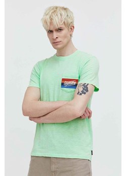 Superdry t-shirt bawełniany męski kolor zielony z nadrukiem ze sklepu ANSWEAR.com w kategorii T-shirty męskie - zdjęcie 170896349