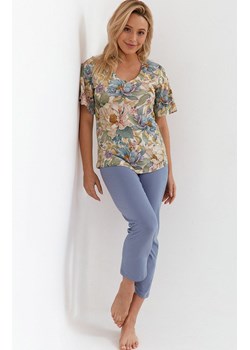 Bawełniana piżama damska w kwiaty 265, Kolor niebiesko-zielono-biały, Rozmiar S, Cana ze sklepu Intymna w kategorii Piżamy damskie - zdjęcie 170898348