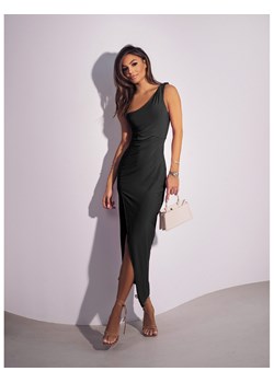 Midi sukienka na jedno ramię - SOFIA - czarna ze sklepu magmac.pl w kategorii Sukienki - zdjęcie 170903316