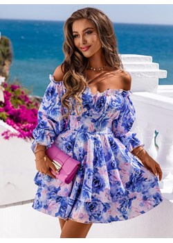 Wzorzysta rozkloszowana sukienka typu hiszpanka Monna - E16 - e16 ze sklepu pakuten.pl w kategorii Sukienki - zdjęcie 170903339