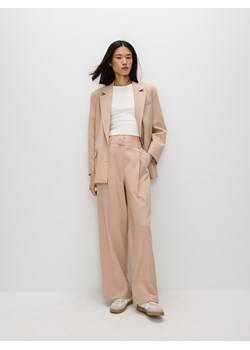 Reserved - Spodnie w kant z wiskozą - beżowy ze sklepu Reserved w kategorii Spodnie damskie - zdjęcie 170903499
