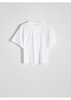 Reserved - T-shirt oversize z merceryzowanej bawełny - biały ze sklepu Reserved w kategorii Bluzki damskie - zdjęcie 170904146