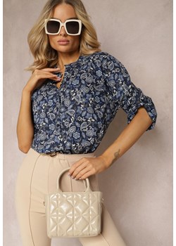 Granatowa Bluzka z Bawełny w Print Derfxa ze sklepu Renee odzież w kategorii Bluzki damskie - zdjęcie 170908767