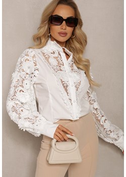Biała Koszula Koronkowa Zapinana na Guziki Aneries ze sklepu Renee odzież w kategorii Koszule damskie - zdjęcie 170908947
