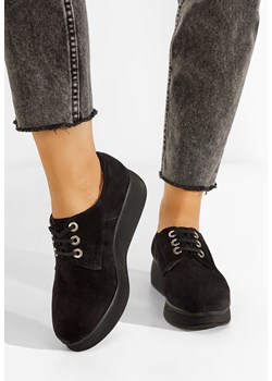 Czarne oxfordy damskie skórzane Higueras V2 ze sklepu Zapatos w kategorii Półbuty damskie - zdjęcie 170912495