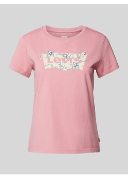 T-shirt z nadrukiem z logo i okrągłym dekoltem ze sklepu Peek&Cloppenburg  w kategorii Bluzki damskie - zdjęcie 170913337