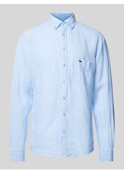 Koszula lniana o kroju regular fit z wyhaftowanym logo ze sklepu Peek&Cloppenburg  w kategorii Koszule męskie - zdjęcie 170913869