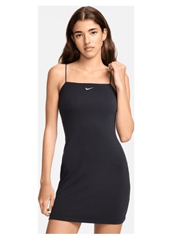 Damska przylegająca sukienka w drobny prążek na cienkich ramiączkach Nike Sportswear Chill Knit - Czerń ze sklepu Nike poland w kategorii Sukienki - zdjęcie 170913998