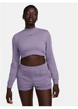 Damska bluza o skróconym kroju z półokrągłym dekoltem z dzianiny dresowej Nike Sportswear Chill Terry - Fiolet ze sklepu Nike poland w kategorii Bluzy damskie - zdjęcie 170914056