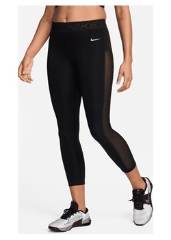 Damskie legginsy 7/8 ze średnim stanem i wstawkami z siateczki Nike Pro - Czerń ze sklepu Nike poland w kategorii Spodnie damskie - zdjęcie 170914647