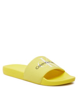 Calvin Klein Jeans Klapki Slide Monogram Co YW0YW00103 Żółty ze sklepu MODIVO w kategorii Klapki damskie - zdjęcie 170918178