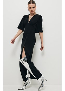 Czarna sukienka maxi z rozcięciem na nogę K183, Kolor czarny, Rozmiar L, makover ze sklepu Primodo w kategorii Sukienki - zdjęcie 170919417
