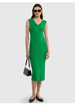 Sukienka damska prążkowana slim z wiskozy zielona Zizila 301 ze sklepu Big Star w kategorii Sukienki - zdjęcie 170920807