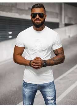 T-shirt męski slim fit biały OZONEE NB/MT3103 ze sklepu ozonee.pl w kategorii T-shirty męskie - zdjęcie 170923359