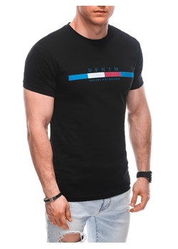 T-shirt męski z nadrukiem 1919S - czarny ze sklepu Edoti w kategorii T-shirty męskie - zdjęcie 170924937