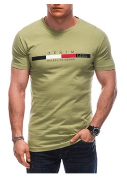 T-shirt męski z nadrukiem 1919S - jasnozielony ze sklepu Edoti w kategorii T-shirty męskie - zdjęcie 170924955