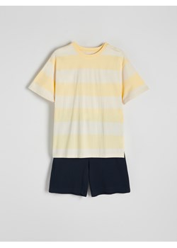 Reserved - Dwuczęściowa piżama w paski - jasnożółty ze sklepu Reserved w kategorii Piżamy męskie - zdjęcie 170925315