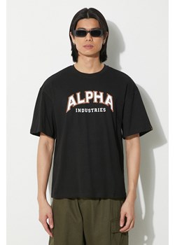 Alpha Industries t-shirt bawełniany College męski kolor czarny z nadrukiem 146501 ze sklepu PRM w kategorii T-shirty męskie - zdjęcie 170928216