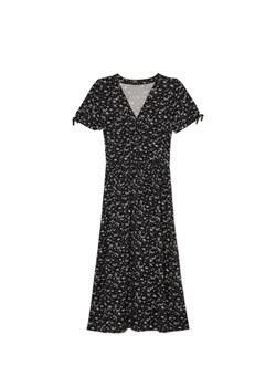 Cropp - Czarna sukienka midi w kwiaty - czarny ze sklepu Cropp w kategorii Sukienki - zdjęcie 170928496