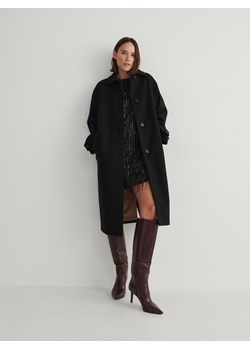 Reserved - Jednorzędowy płaszcz - czarny ze sklepu Reserved w kategorii Płaszcze damskie - zdjęcie 170928765