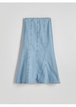 Reserved - Jeansowa spódnica z przeszyciami - niebieski ze sklepu Reserved w kategorii Spódnice - zdjęcie 170928926