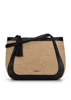 Torebka shopperka z ekoskóry i plecionki duża beżowo-czarna ze sklepu WITTCHEN w kategorii Torby Shopper bag - zdjęcie 170929619