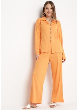 Pomarańczowy 2-częściowy Komplet z Koszulą i Szerokimi Spodniami Anscuro ze sklepu Born2be Odzież w kategorii Komplety i garnitury damskie - zdjęcie 170931559