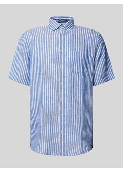 Koszula casualowa o kroju slim fit z lnu ze wzorem w paski ze sklepu Peek&Cloppenburg  w kategorii Koszule męskie - zdjęcie 170932287