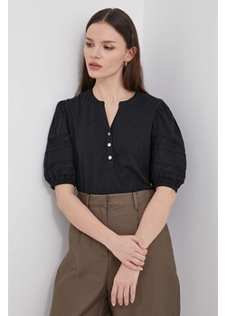Lauren Ralph Lauren bluzka bawełniana damska kolor czarny gładka ze sklepu ANSWEAR.com w kategorii Bluzki damskie - zdjęcie 170938099