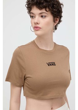 Vans t-shirt bawełniany damski kolor brązowy ze sklepu ANSWEAR.com w kategorii Bluzki damskie - zdjęcie 170938407