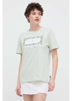 Vans t-shirt bawełniany damski kolor zielony ze sklepu ANSWEAR.com w kategorii Bluzki damskie - zdjęcie 170938425