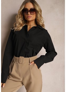 Czarna Koszula z Bawełny o Klasycznym Kroju Mideala ze sklepu Renee odzież w kategorii Koszule damskie - zdjęcie 170941108