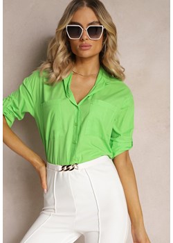 Zielona Klasyczna Koszula z Bawełny z Kieszonkami Jaela ze sklepu Renee odzież w kategorii Koszule damskie - zdjęcie 170941118