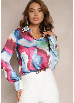 Niebiesko-Różowa Koszula Ozdobiona Kolorowym Wzorem Tie-Dye Vatrie ze sklepu Renee odzież w kategorii Koszule damskie - zdjęcie 170941128
