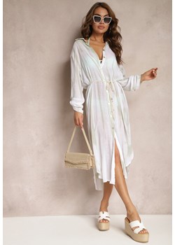 Jasnozielona Oversizowa Sukienka o Koszulowym Fasonie Werosa ze sklepu Renee odzież w kategorii Sukienki - zdjęcie 170941158