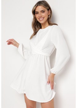 Biała Sukienka Rozkloszowana z Gumką w Pasie Selnaedo ze sklepu Born2be Odzież w kategorii Sukienki - zdjęcie 170944799