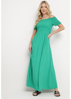 Zielona Sukienka Hiszpanka o Rozkloszowanym Fasonie z Bawełny Angolima ze sklepu Born2be Odzież w kategorii Sukienki - zdjęcie 170944919