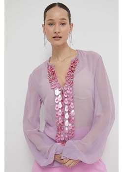 Blugirl Blumarine bluzka damska kolor fioletowy z aplikacją RA4137.T3854 ze sklepu ANSWEAR.com w kategorii Bluzki damskie - zdjęcie 170945157
