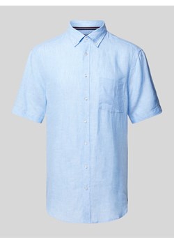 Koszula lniana o kroju regular fit z kołnierzykiem typu button down ze sklepu Peek&Cloppenburg  w kategorii Koszule męskie - zdjęcie 170947348