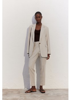 H & M - Spodnie z domieszką lnu - Beżowy ze sklepu H&M w kategorii Spodnie damskie - zdjęcie 170948555