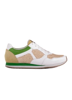 Marco Shoes Sneakersy z elementami rafii i skóry licowej białe ze sklepu ButyModne.pl w kategorii Buty sportowe damskie - zdjęcie 170948735