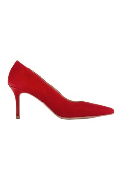 Marco Shoes Eleganckie szpilki zamszowe czerwone ze sklepu ButyModne.pl w kategorii Czółenka - zdjęcie 170948747