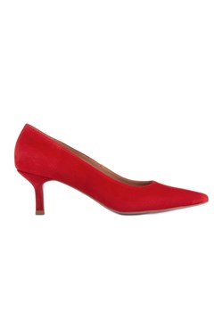 Marco Shoes Eleganckie szpilki na niższym obcasie czerwone ze sklepu ButyModne.pl w kategorii Czółenka - zdjęcie 170948779