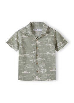 Zielona lniana koszula chłopięca z krótkim rękawem w palmy ze sklepu 5.10.15 w kategorii Koszule chłopięce - zdjęcie 170964155