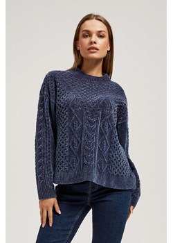 Granatowy sweter damski luźny z ozdobnym splotem ze sklepu 5.10.15 w kategorii Swetry damskie - zdjęcie 170964277
