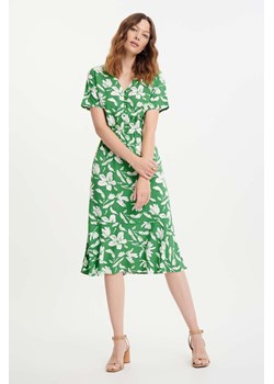 Zielona damska sukienka midi z krótkim rękawem w kwiaty ze sklepu 5.10.15 w kategorii Sukienki - zdjęcie 170964358